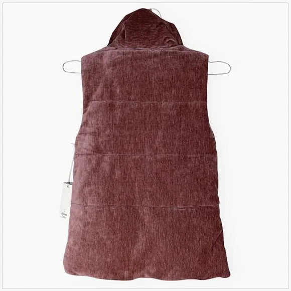 Dylan Velvet Puffer Vest Purple Mauve Zip Front Sleeveless Jacket NWT NEW XS